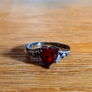 Red Heart Ring with Rhinestones